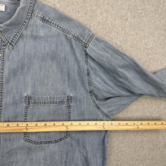 Vintage Levis Shirt Mens 2XL XXL Light Wash Denim Y2K Metal Buttons Long Sleeve - Picture 9 of 12
